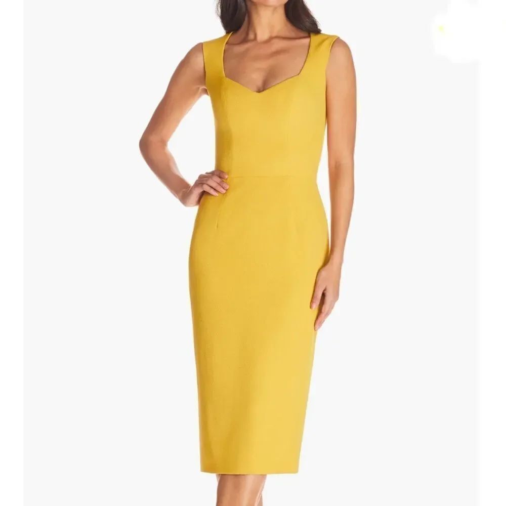 Dress the Population Elle Sheath Dress in Marigold Medium NEW MSRP $168